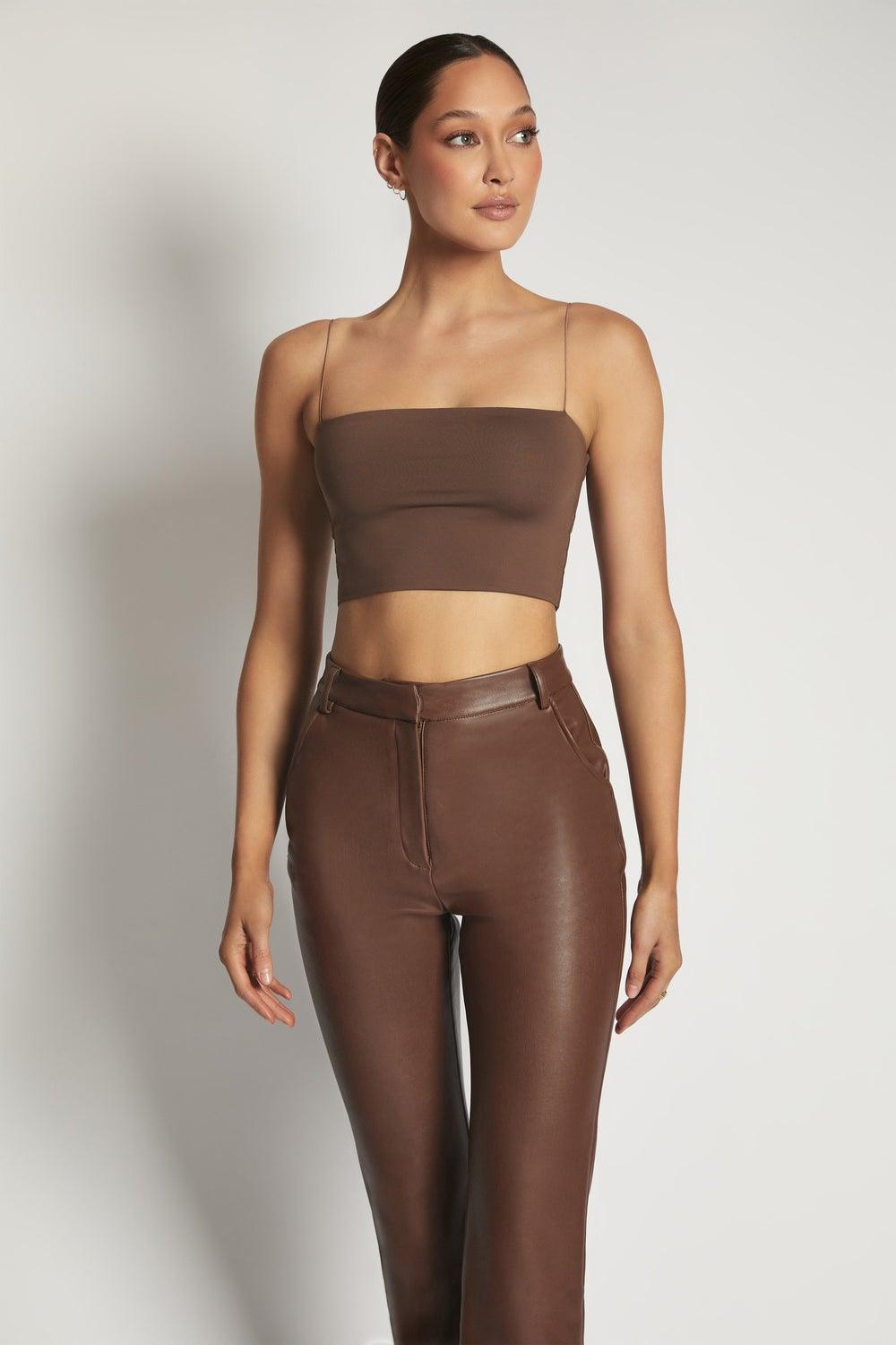 YVES Basic Crop Tank Top - Dark Brown