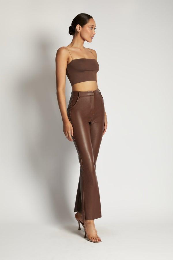 YVES Basic Crop Tank Top - Dark Brown