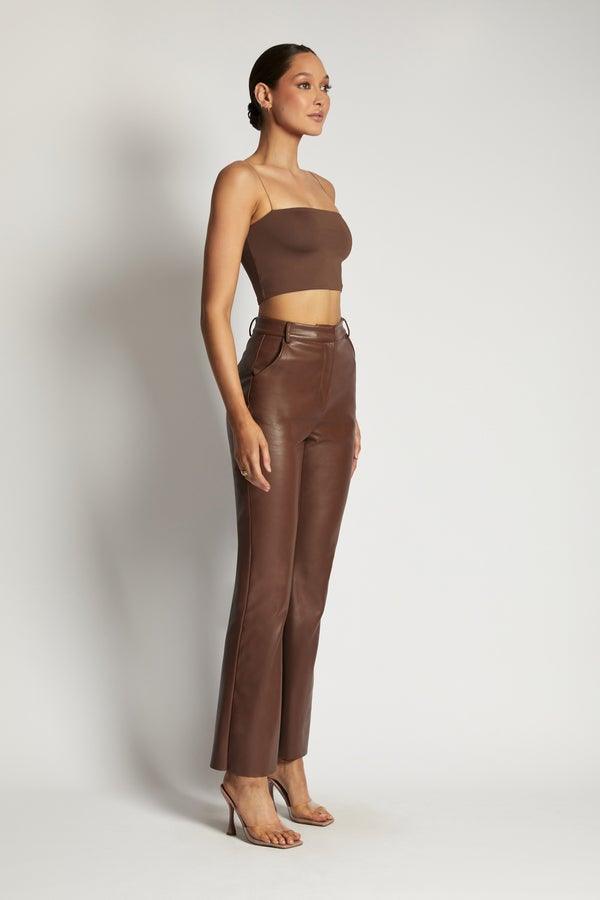 YVES Basic Crop Tank Top - Dark Brown