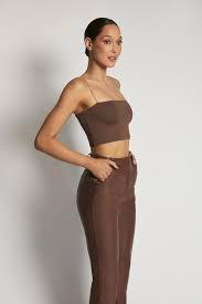 YVES Basic Crop Tank Top - Dark Brown