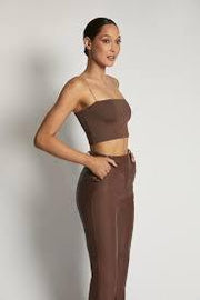 YVES Basic Crop Tank Top - Dark Brown - MALVI PARIS