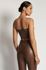 YVES Basic Crop Tank Top - Dark Brown - MALVI PARIS