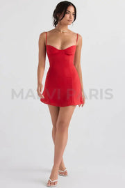 CHRISTIANA RED MINI DRESS - Red - MALVI PARISMALVI PARIS