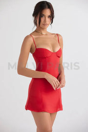 CHRISTIANA RED MINI DRESS - Red - MALVI PARISMALVI PARIS