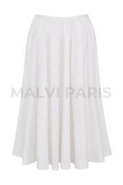 CORA WHITE GATHERED MIDI SKIRT & KITTY WHITE GATHERED TOP SET - White - MALVI PARISMALVI PARIS