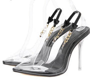 Crystal Heels with gold chain Black/Gold/Pink - MALVI PARISMALVI PARIS