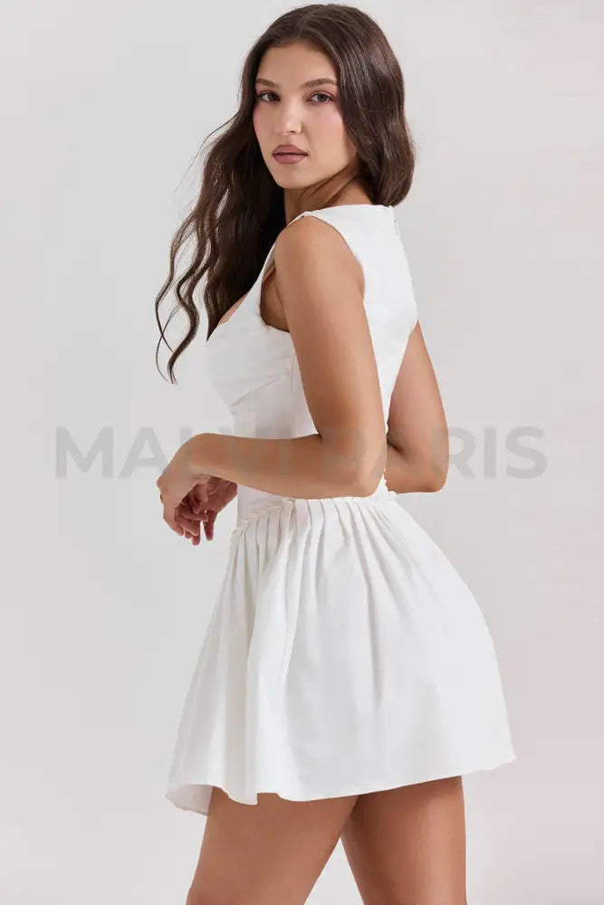 Cupid White Pleated Mini Dress - White