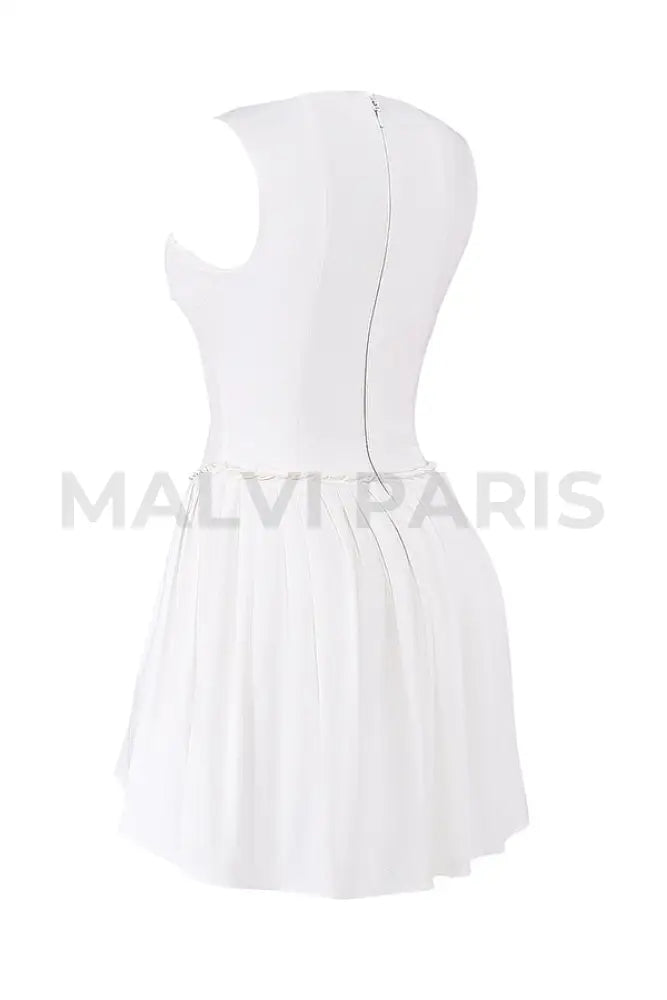 Cupid White Pleated Mini Dress - White