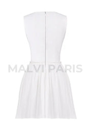 Cupid White Pleated Mini Dress - White