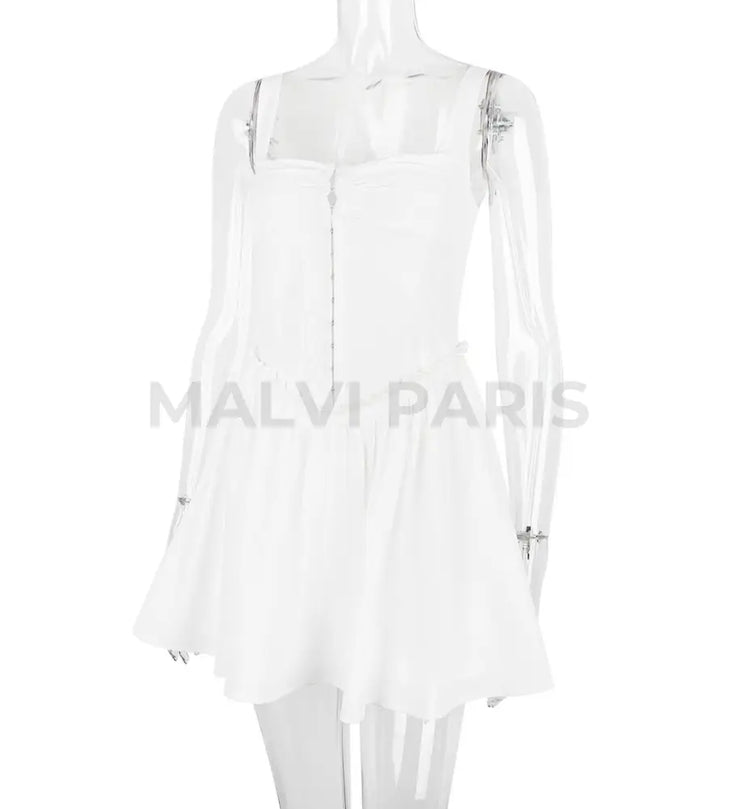 Cupid White Pleated Mini Dress - White