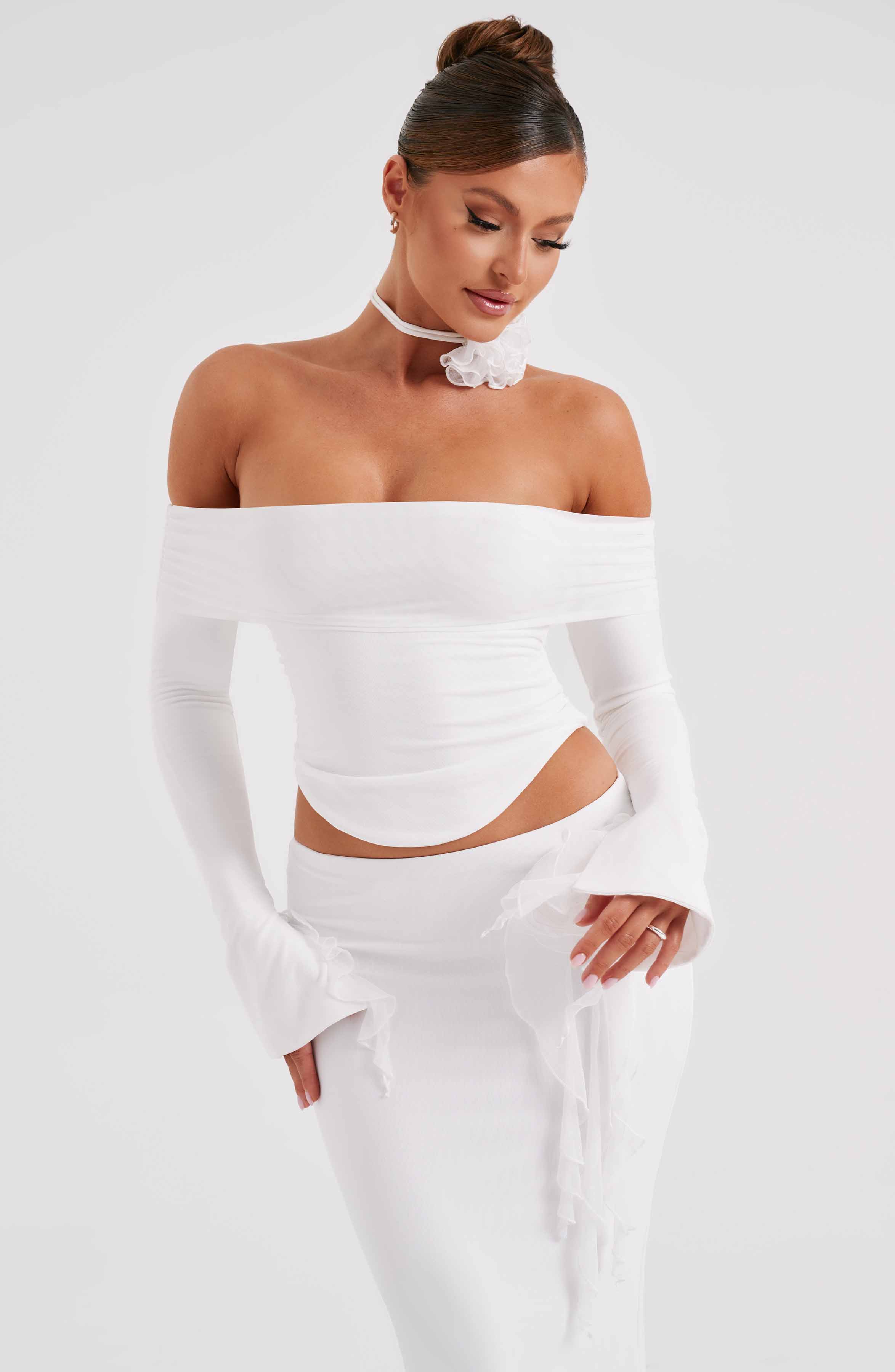 MONTE CARLO OFF SHOULDER  MAXI DRESS SET - White