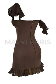 DIONNE ESPRESSO RUFFLE CORSET MINI DRESS - Brown - MALVI PARISMALVI PARIS