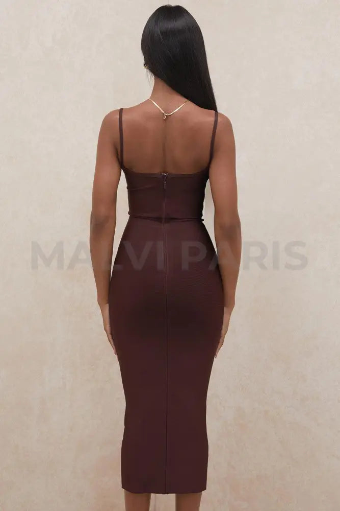 DOMENICA Sweetheart Neckline Bandage Maxi long Dress - Brown - MALVI PARISMALVI PARIS