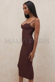 DOMENICA Sweetheart Neckline Bandage Maxi long Dress - Brown - MALVI PARISMALVI PARIS