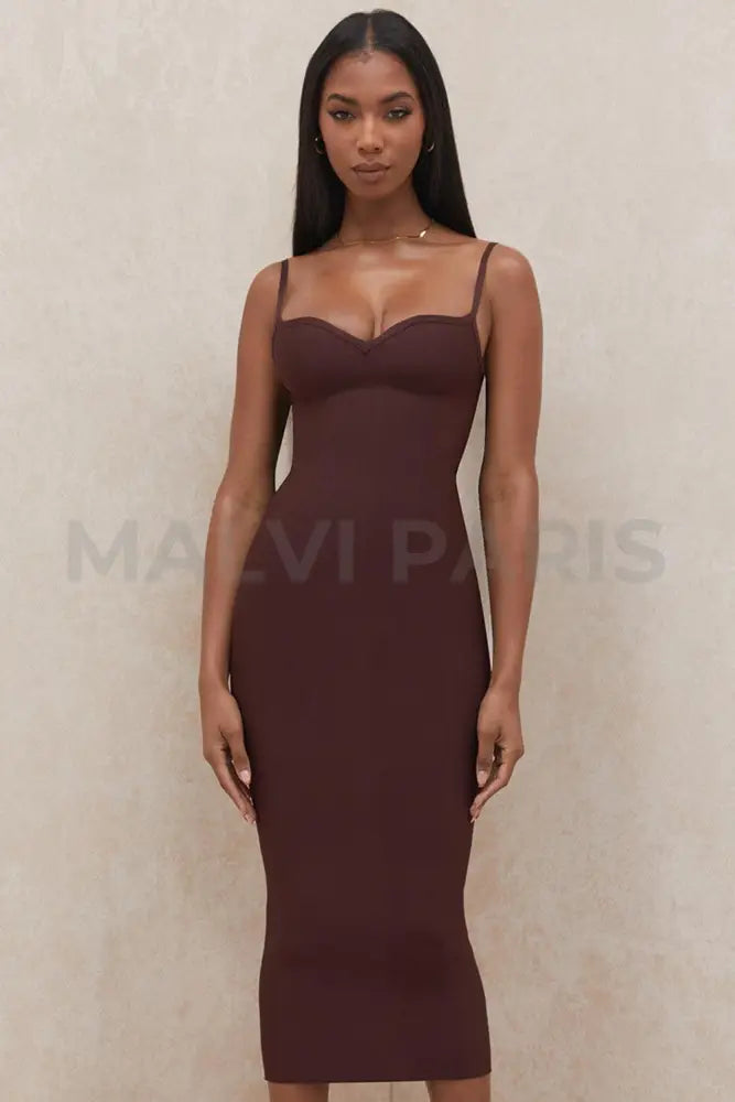 DOMENICA Sweetheart Neckline Bandage Maxi long Dress - Brown - MALVI PARISMALVI PARIS