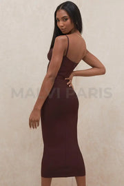 DOMENICA Sweetheart Neckline Bandage Maxi long Dress - Brown - MALVI PARISMALVI PARIS