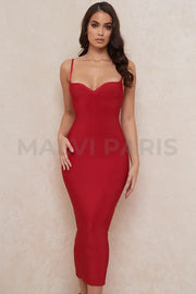 DOMENICA Sweetheart Neckline Bandage Maxi long Dress - Red - MALVI PARISMALVI PARIS