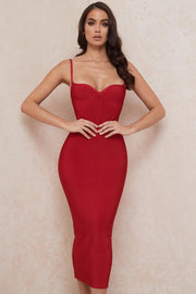 DOMENICA Sweetheart Neckline Bandage Maxi long Dress - Red - MALVI PARISMALVI PARIS