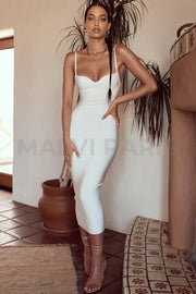 DOMENICA Sweetheart Neckline Bandage Maxi long Dress - White - MALVI PARISMALVI PARIS