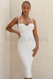 DOMENICA Sweetheart Neckline Bandage Maxi long Dress - White - MALVI PARISMALVI PARIS