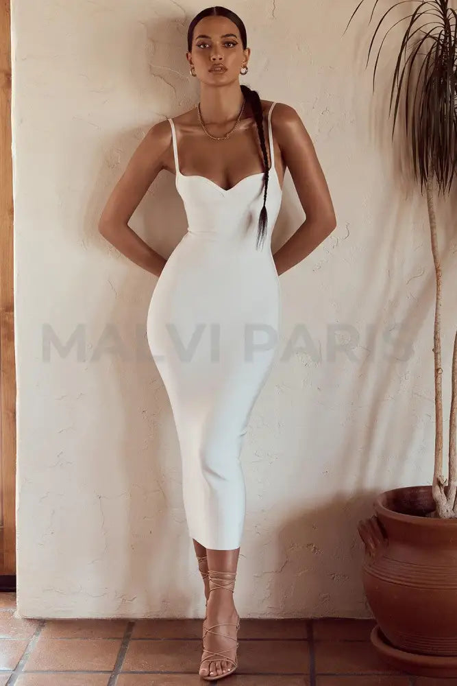 DOMENICA Sweetheart Neckline Bandage Maxi long Dress - White - MALVI PARISMALVI PARIS