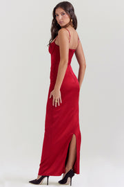 STEFANIA RUBY CORSET MAXI DRESS - Red
