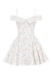 ELIDA WHITE POSY PRINT CORSET MINI DRESS - White