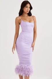 Helena Orchid Satin Midi Dress - Purple