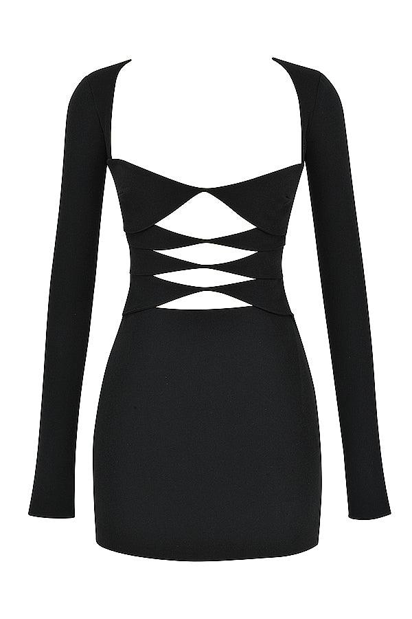 ELIZE BLACK CUT OUT  MINI DRESS - Black