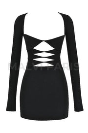 ELIZE BLACK CUT OUT MINI DRESS - Black - MALVI PARISMALVI PARIS