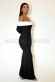 EMILION BLACK CLASSY OFF SHOULDER MAXI DRESS - Black - MALVI PARISMALVI PARIS