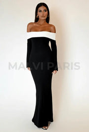 EMILION BLACK CLASSY OFF SHOULDER MAXI DRESS - Black - MALVI PARISMALVI PARIS