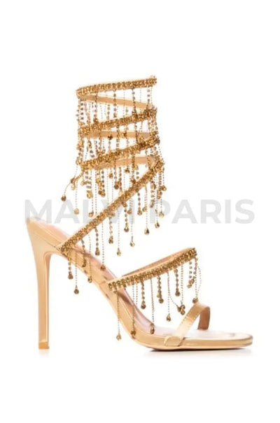 Ferrara Embellished Around The Ankle Heels - Gold High Heels