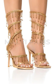 Ferrara Embellished Around The Ankle Heels - Gold High Heels