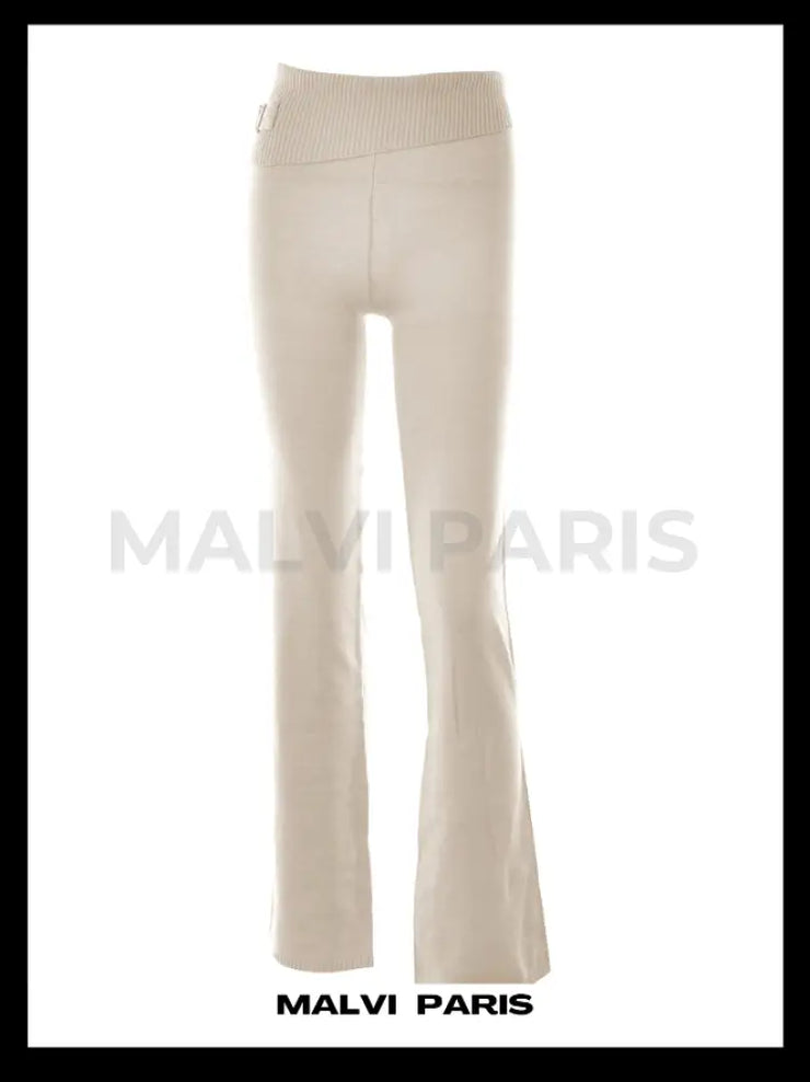 Fleur Low Rise Soft Cloud Knit Pant - Beige