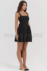 Florianne Bow Mini Dress - Black