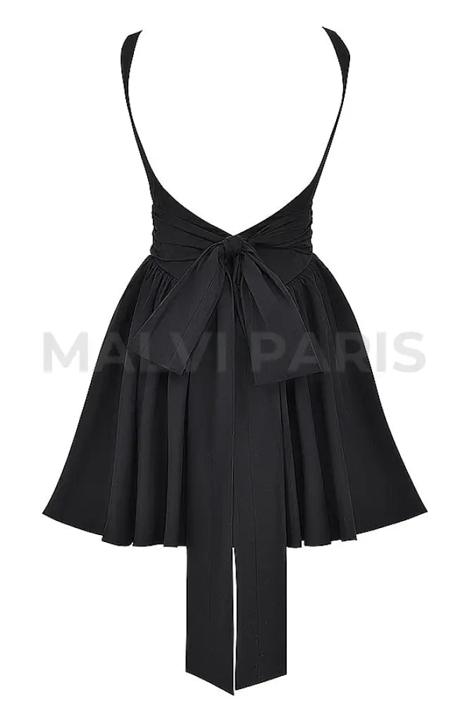 Florianne Bow Mini Dress - Black