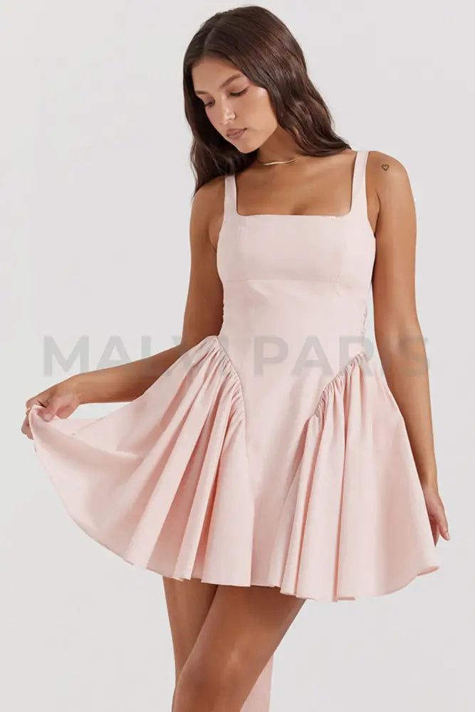 Florianne Bow Mini Dress - Light Pink