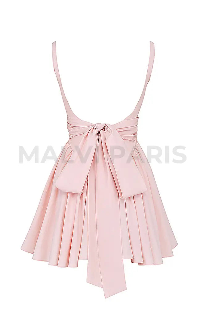 Florianne Bow Mini Dress - Light Pink