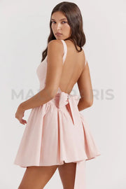 Florianne Bow Mini Dress - Light Pink Light Pink / Xs