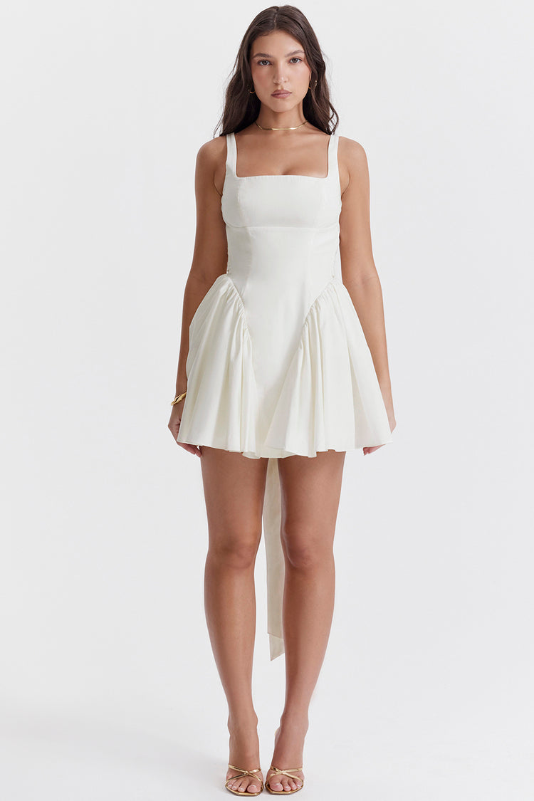 FLORIANNE BOW MINI DRESS - White