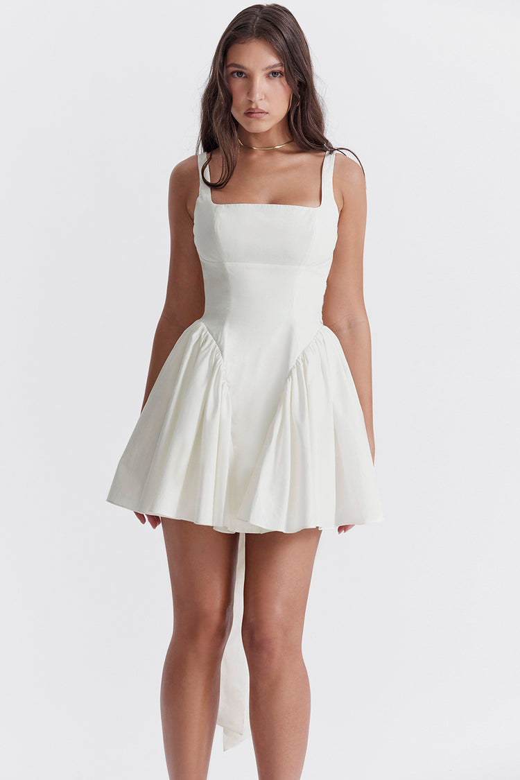 FLORIANNE BOW MINI DRESS - White