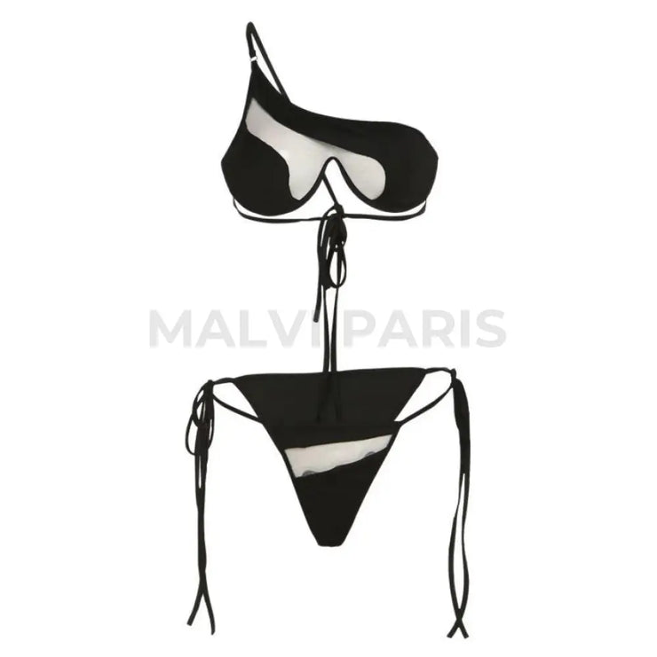 GIGI SWIRL  BIKINI SET - PLAIN BLACK - MALVI PARIS