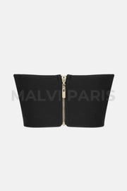 Godiva Crop Top Bustier - Black