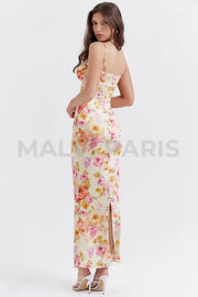 Josefina Ivory Floral Maxi Dress - Beige Dresses