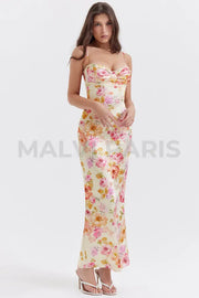 Josefina Ivory Floral Maxi Dress - Beige Dresses