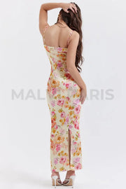 Josefina Ivory Floral Maxi Dress - Beige Dresses