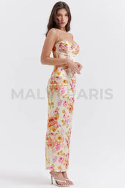 Josefina Ivory Floral Maxi Dress - Beige Dresses