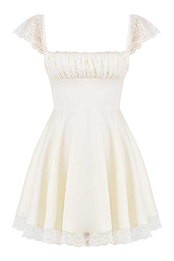 KAIA IVORY A-LINE MINI DRESS - White