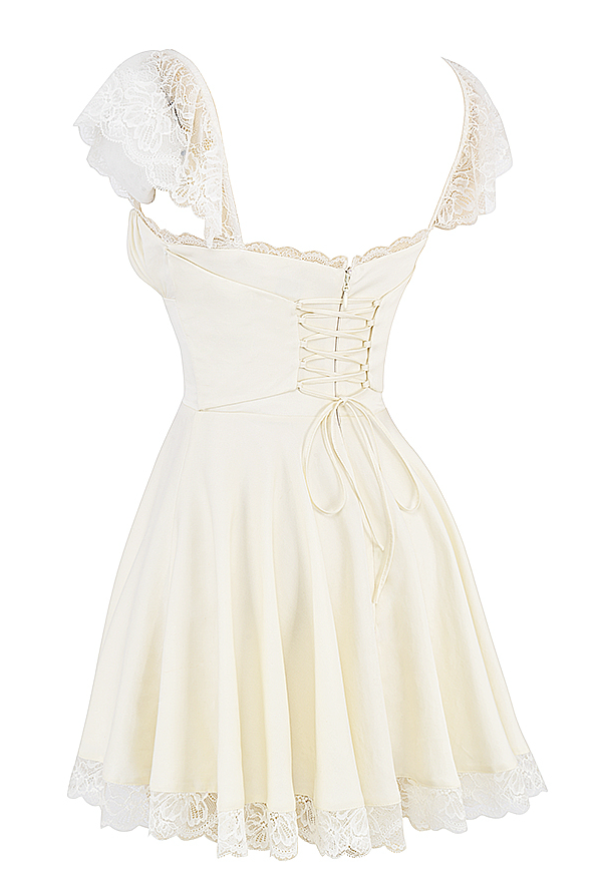 KAIA IVORY A-LINE MINI DRESS - White